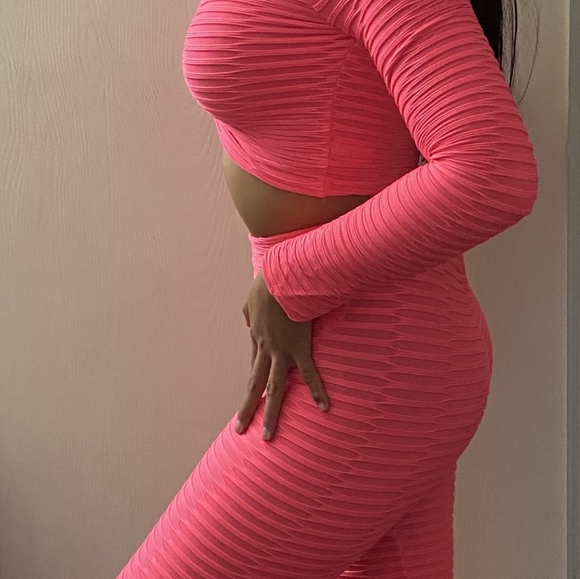 Honeycomb Ruched, Booty Lift Leggings Set - Picture 3 of 7